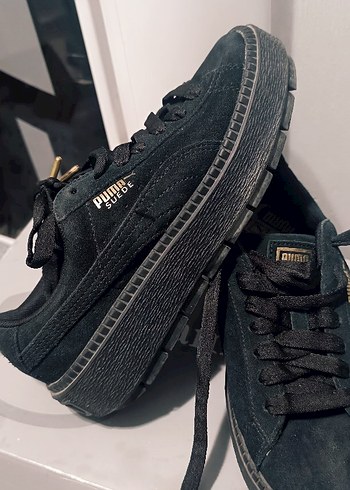 Siyah Süet Platform Spor Ayakkabı - Görsel 3