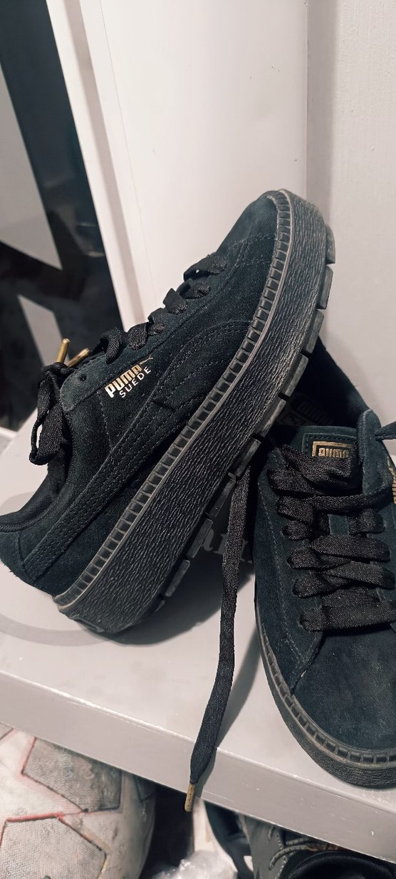 Siyah Süet Platform Spor Ayakkabı - Görsel 3