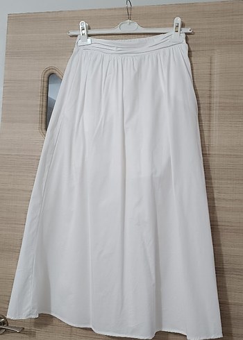Beyaz Keten Uzun Salaş Etek - Görsel 6