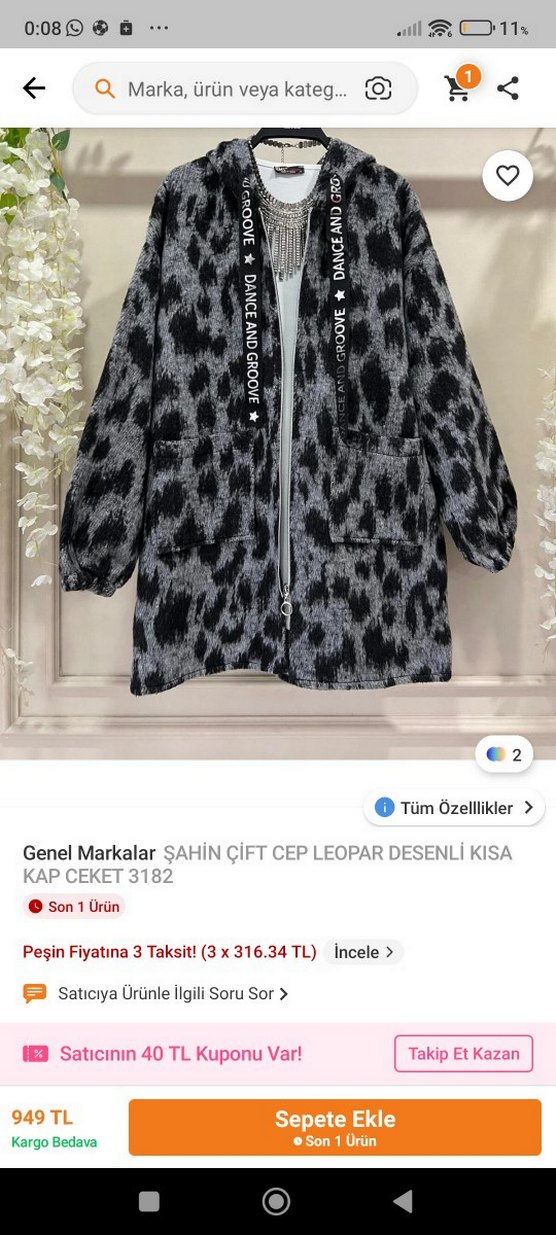 Gri Yılan Desenli Kısa Kadın Ceket - Görsel 5