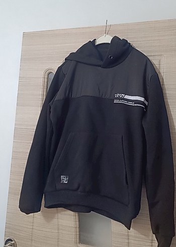 Erkek Siyah Yüksek Yakalı Fermuarlı Sweatshirt - Görsel 3