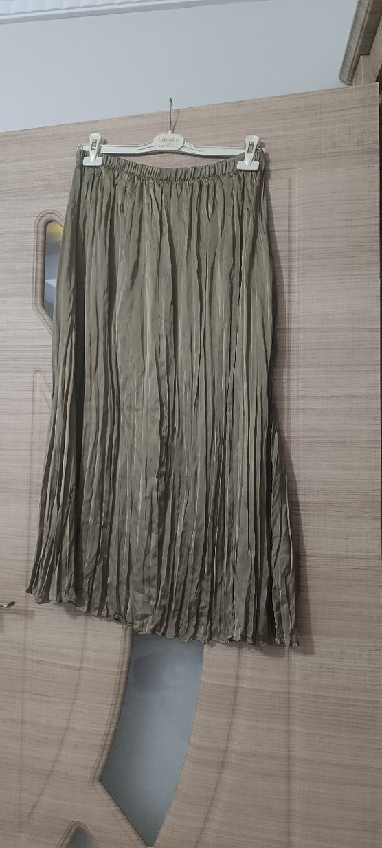 Gri Uzun Piliseli Keten Etek defakto - Görsel 3