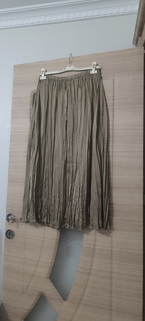 Gri Uzun Piliseli Keten Etek defakto - Görsel 2