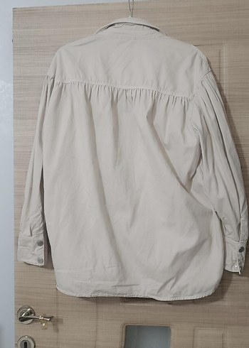 Bej Düğmeli Uzun Kollu Kadın Gömlek - Görsel 4