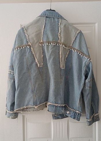 Twist Taş Detaylı Mavi Denim Ceket