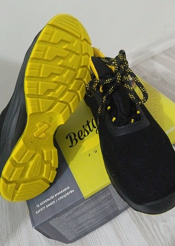 Sarı Siyah Erkek Spor Ayakkabı ucu çelik burunlu - Görsel 4