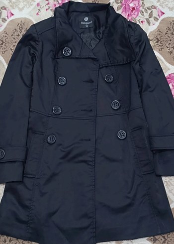 Düğmeli Siyah Midi Kadın Kaban - Görsel 3