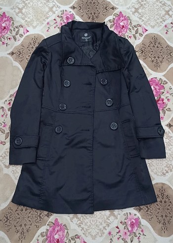 Düğmeli Siyah Midi Kadın Kaban - Görsel 2