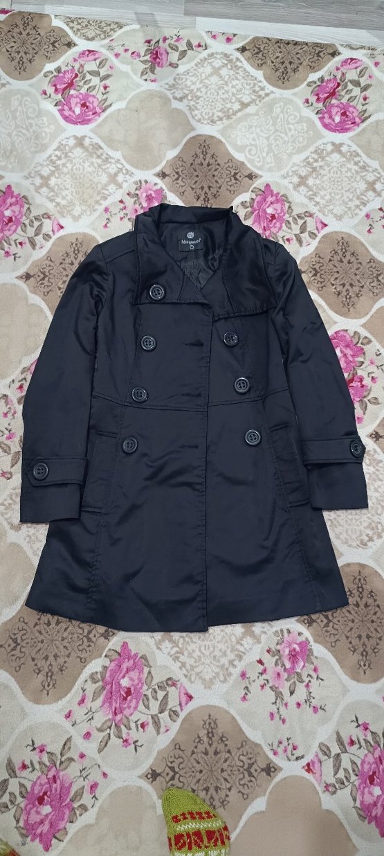 Düğmeli Siyah Midi Kadın Kaban - Görsel 2