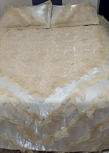 Bej Parlak Düz Yatak Örtüsü - Görsel 2