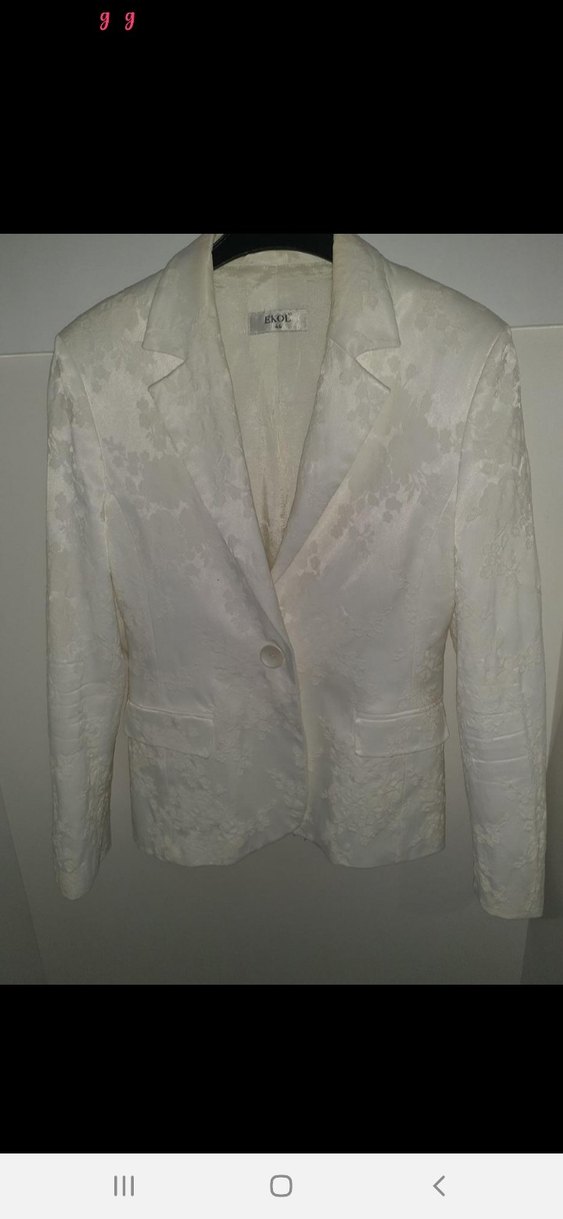 Kadın Beyaz Saten Mini Blazer - Görsel 2