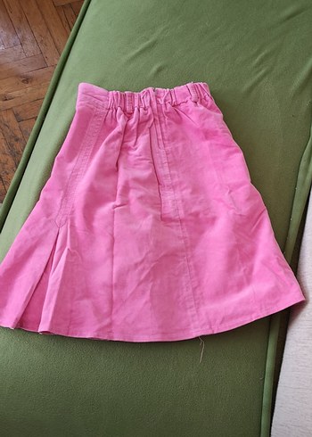 Pembe Kadife Pilili Kız Eteği