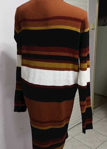 Uzun Kollu Çizgili Triko Hırka düğmesiz - Görsel 2