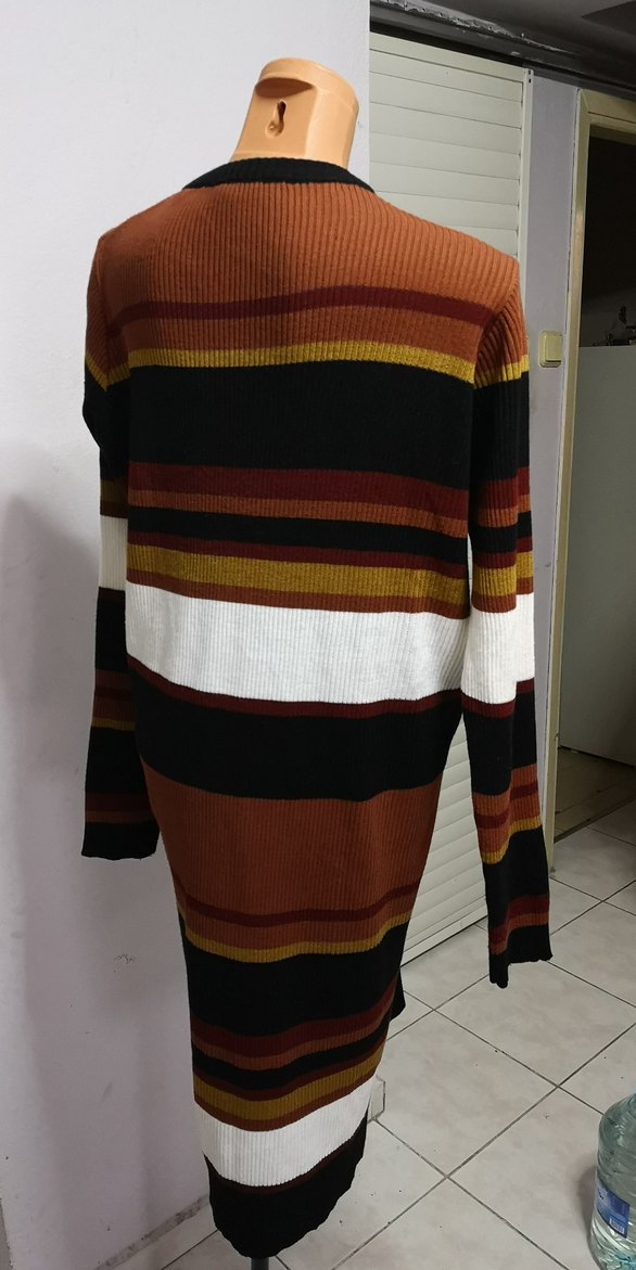 Uzun Kollu Çizgili Triko Hırka düğmesiz - Görsel 2