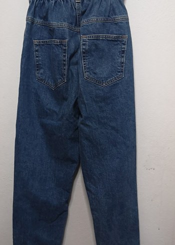 Gri Kemerli Mavi Kadın Kot Pantolon - Görsel 3