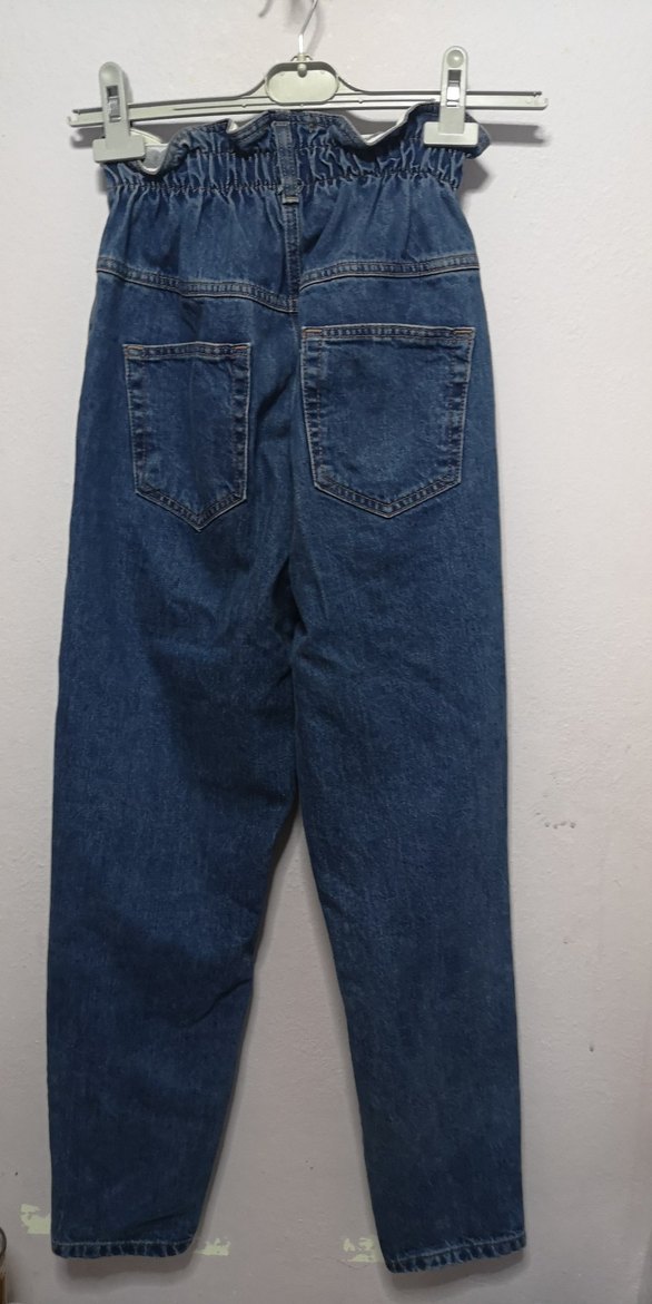 Gri Kemerli Mavi Kadın Kot Pantolon - Görsel 3