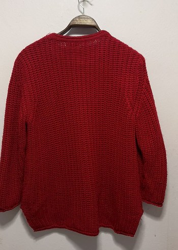 Bordo Nakışlı Örgü Kadın Kazak - Görsel 3