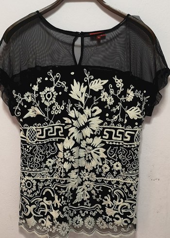 Dantel Detaylı Siyah otantik bluz - Görsel 2