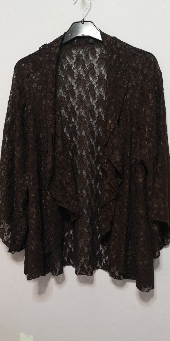 Dantel Detaylı Kahverengi Midi Kadın Ceket - Görsel 3