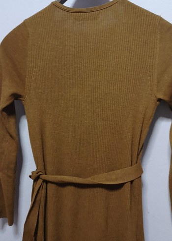 Mango Kahverengi V Yaka Kemerli Triko Elbise - Görsel 4