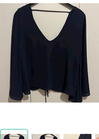Zara Koyu Lacivert V Yaka Bluz