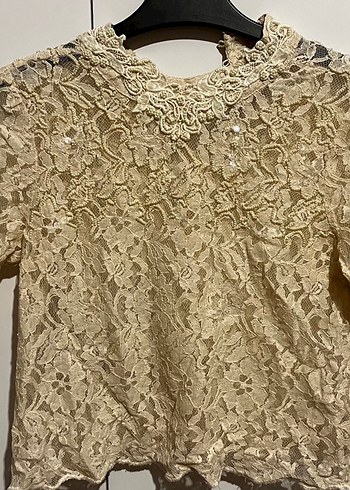 Zara Vintage Bej Dantel Detayli Siklik