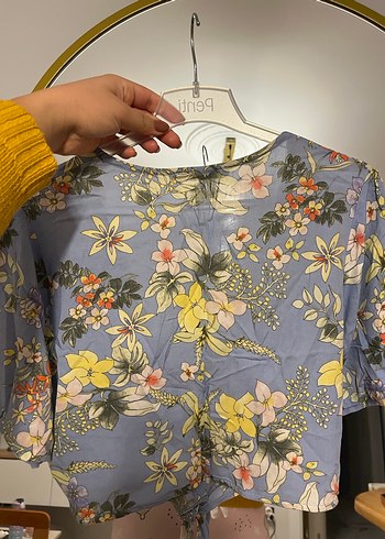 Çiçek Desenli V Yaka Bohem Kadın Bluz - Görsel 4