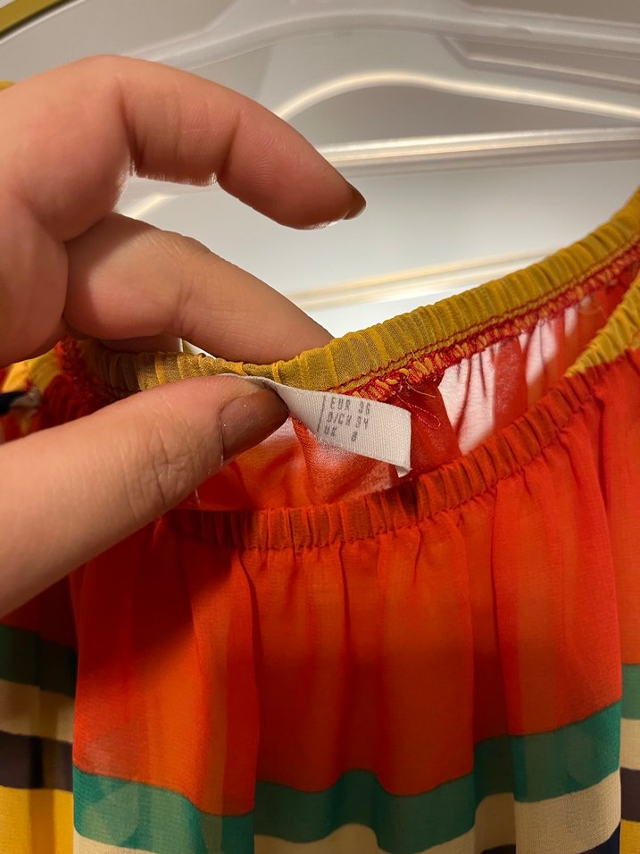 Çizgili, Kayık Yaka, Kısa Kollu Kadın Bluz - Görsel 2