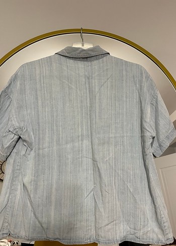 Düğmeli Denim Kadın Gömlek - Görsel 4