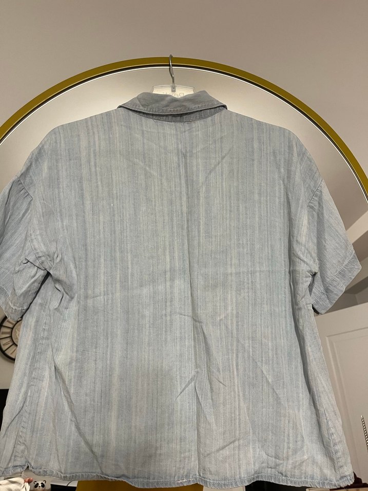 Düğmeli Denim Kadın Gömlek - Görsel 4