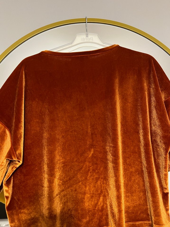 Kadın Kiremit rengi Kadife Tişört - Görsel 4