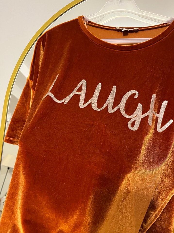 Kadın Kiremit rengi Kadife Tişört - Görsel 2