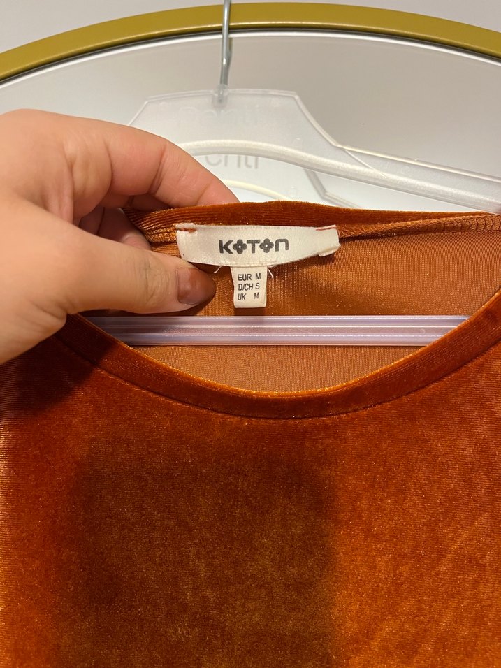 Kadın Kiremit rengi Kadife Tişört - Görsel 3