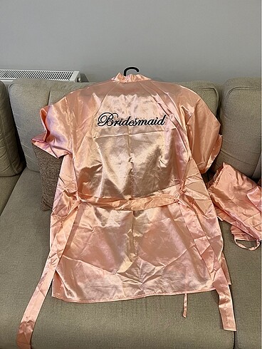 Bridesmaid Saten Pembe Sabahlık
