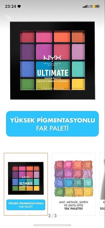  Beden NYX ULTIMATE FAR PALETİ
