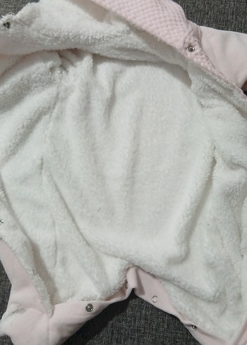 Pembe Nakışlı Örgü Bebek Kış Tulumu - Görsel 3