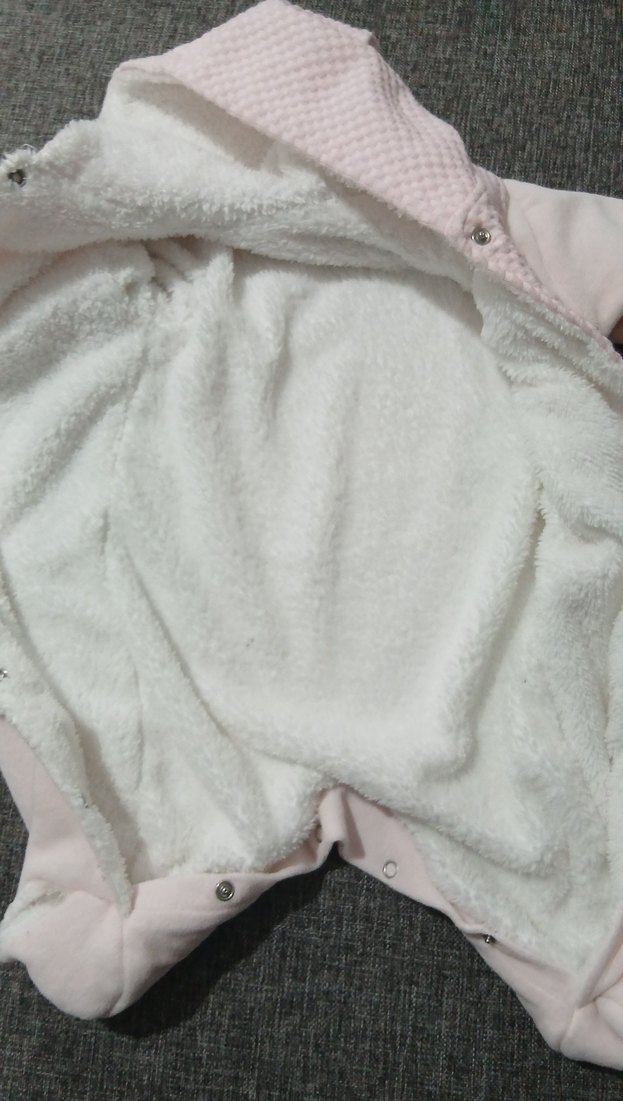 Pembe Nakışlı Örgü Bebek Kış Tulumu - Görsel 3