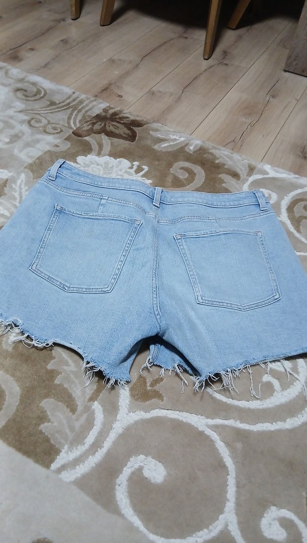 Kadın Mavi Pastel Mini Denim Şort - Görsel 3