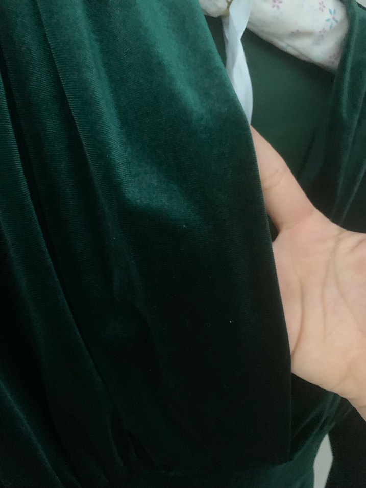 Uzun Kollu Drapeli Yeşil Kadın Elbise - Görsel 2