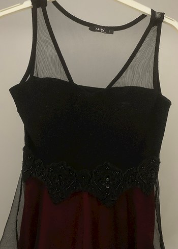 Bordo Siyah Uzun Gotik Abiye Elbise - Görsel 2