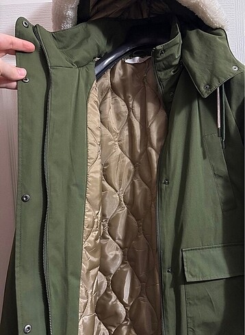 Haki yeşili mont kaban - Görsel 3
