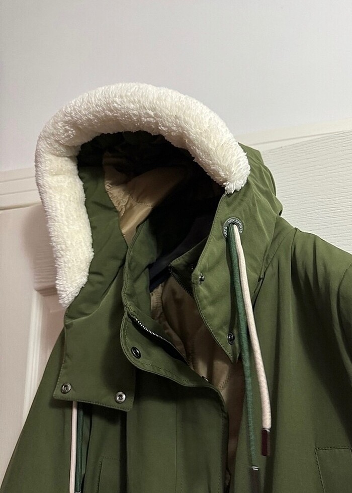 Haki yeşili mont kaban - Görsel 2