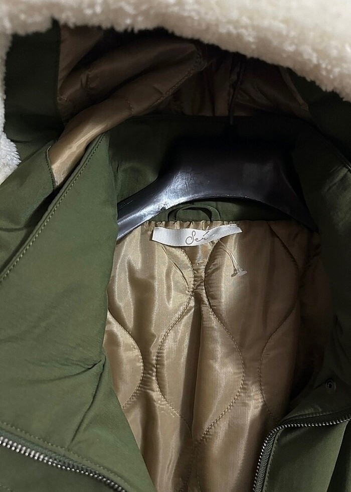 Haki yeşili mont kaban - Görsel 4