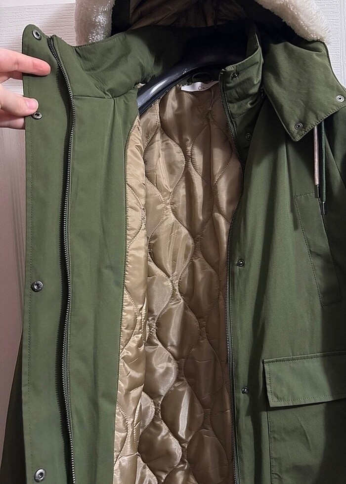 Haki yeşili mont kaban - Görsel 3