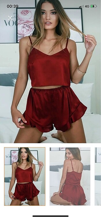 Saten şortlu pijama takımı