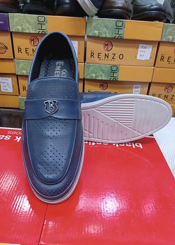 Mavi Bağcıksız Erkek Klasik Ayakkabı - Görsel 3