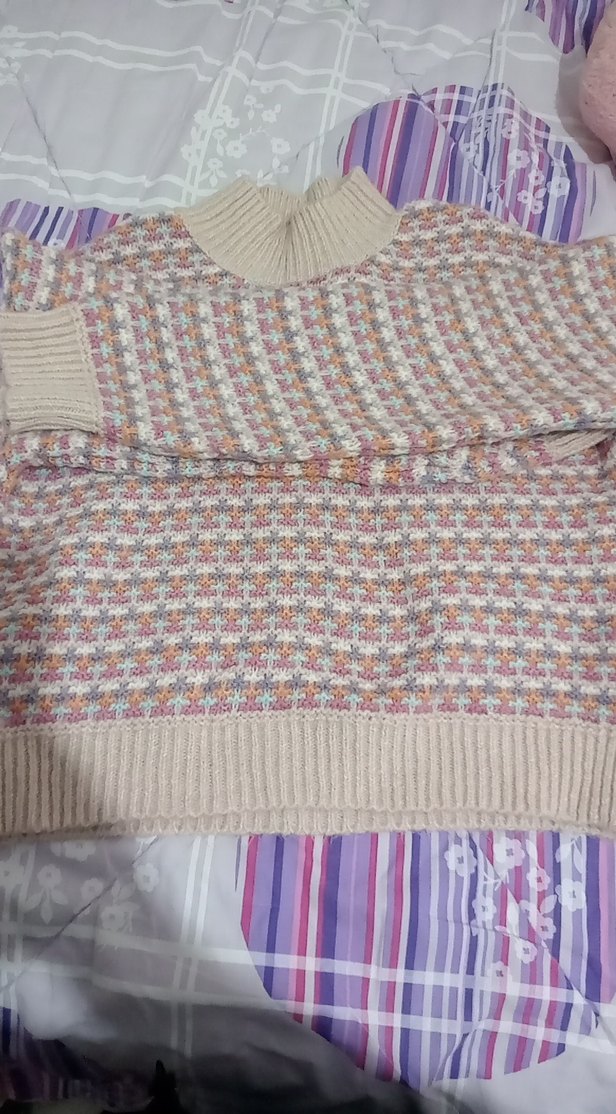 Bohem Çok Renkli Boğazlı Triko Kazak - Görsel 2