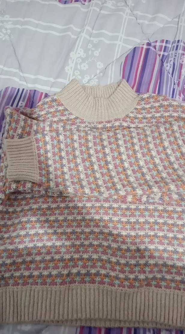 Bohem Çok Renkli Boğazlı Triko Kazak - Görsel 4