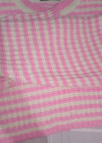 Pembe Örgü Kadın Triko Kazak - Görsel 6