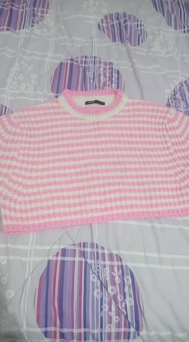 Pembe Örgü Kadın Triko Kazak - Görsel 2